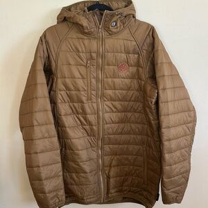 BROWN PUFFER JACKEY BRIGHTON X CG HABITATS SLEEPING BAG HOODIE